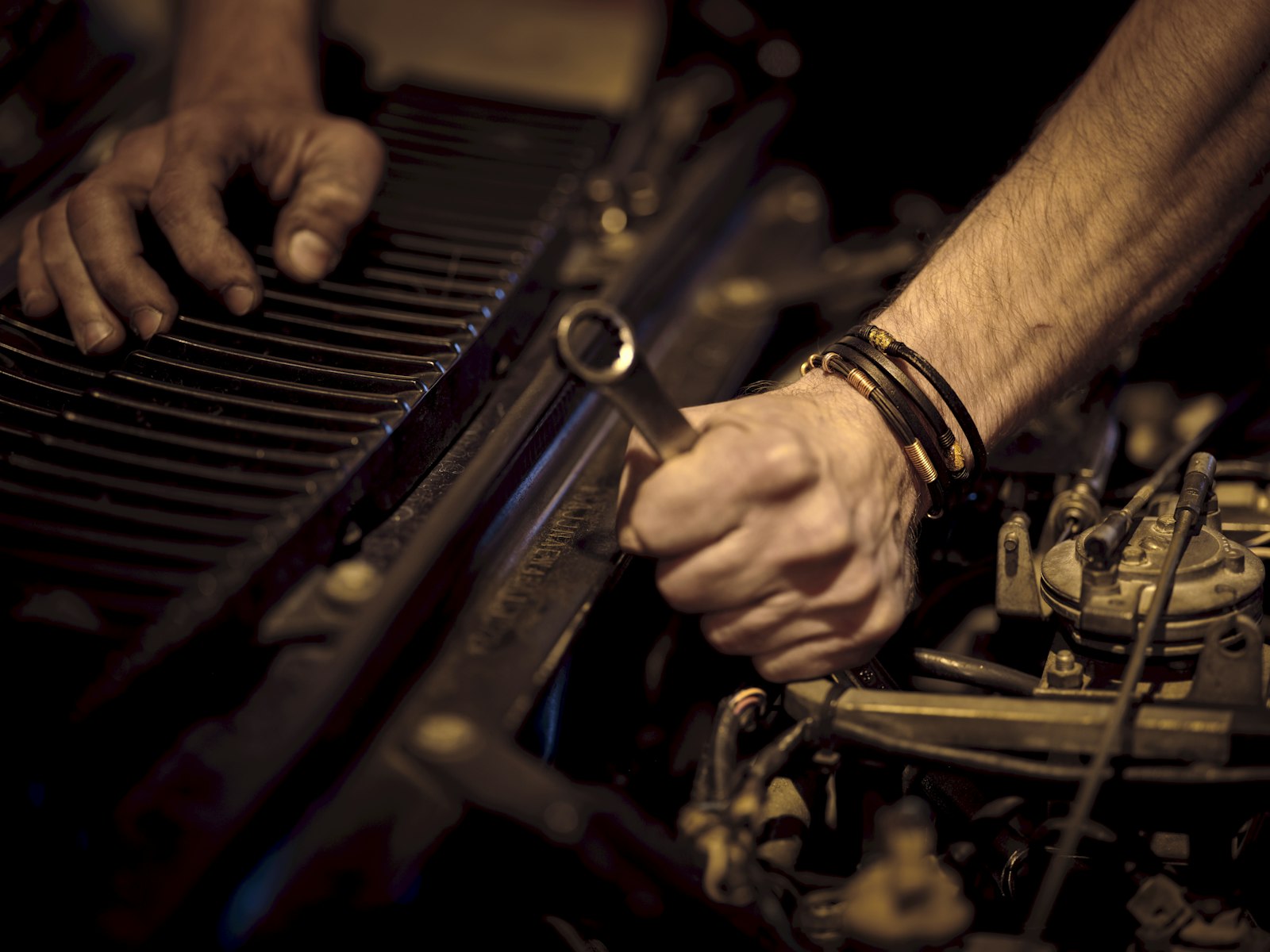 Auto mechanic at work